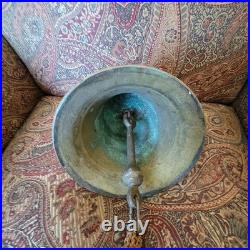 Antique Brass Ship's Bell with Rope Pull and Mounting Hardware