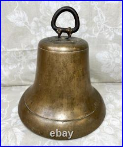Antique Brass Signal Bell with Clapper Repaired Hanger No Maker's Mark