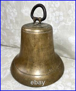 Antique Brass Signal Bell with Clapper Repaired Hanger No Maker's Mark