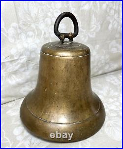 Antique Brass Signal Bell with Clapper Repaired Hanger No Maker's Mark