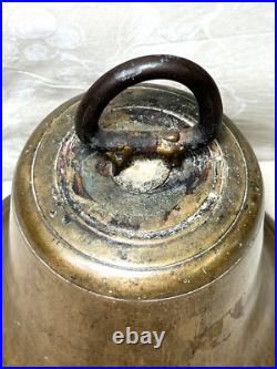 Antique Brass Signal Bell with Clapper Repaired Hanger No Maker's Mark