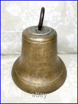 Antique Brass Signal Bell with Clapper Repaired Hanger No Maker's Mark