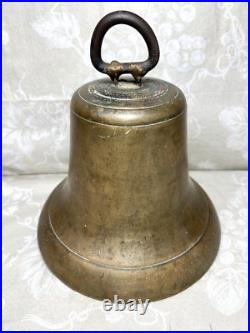 Antique Brass Signal Bell with Clapper Repaired Hanger No Maker's Mark