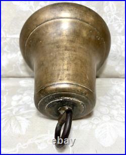Antique Brass Signal Bell with Clapper Repaired Hanger No Maker's Mark
