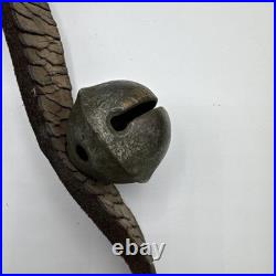 Antique Brass Sleigh Bells 13 Bells Leather Straps Early 1900s Horse Christmas