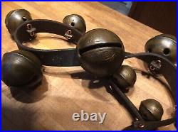 Antique Brass Sleigh Bells -19 Bells