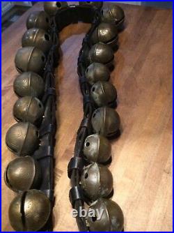 Antique Brass Sleigh Bells 31 Bells OBO-OHO, H&WV Big Bells