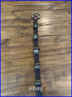 Antique Brass Sleigh Bells- Circuit Rider Unique Mushroom Shape-Etched Phrases