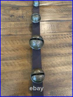 Antique Brass Sleigh Bells- Circuit Rider Unique Mushroom Shape-Etched Phrases
