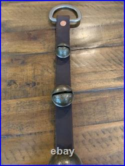 Antique Brass Sleigh Bells- Circuit Rider Unique Mushroom Shape-Etched Phrases