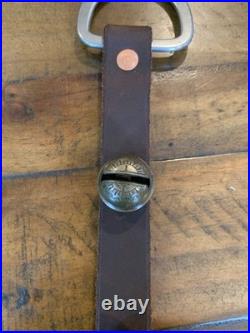 Antique Brass Sleigh Bells- Circuit Rider Unique Mushroom Shape-Etched Phrases