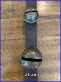 Antique Brass Sleigh Bells- Circuit Rider Unique Mushroom Shape-Etched Phrases