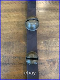 Antique Brass Sleigh Bells- Circuit Rider Unique Mushroom Shape-Etched Phrases