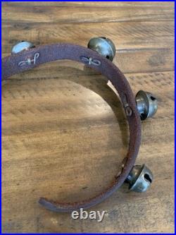 Antique Brass Sleigh Bells- Circuit Rider Unique Mushroom Shape-Etched Phrases