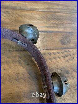 Antique Brass Sleigh Bells- Circuit Rider Unique Mushroom Shape-Etched Phrases