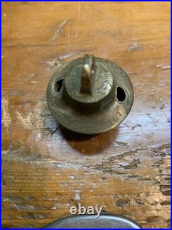 Antique Brass Sleigh Bells- Circuit Rider Unique Mushroom Shape-Etched Phrases