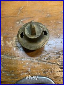 Antique Brass Sleigh Bells- Circuit Rider Unique Mushroom Shape-Etched Phrases