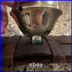 Antique Brass Sleigh Bells HUGE Graduated Pristine Leather Strap Christmas Vtg