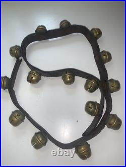 Antique Brass Sleigh Bells Horse Harness Leather 15 Carriage Bells Christmas 40