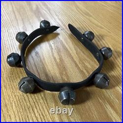 Antique Brass Sleigh Bells Horse Harness Leather Carriage Bells Christmas Farm