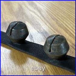 Antique Brass Sleigh Bells Horse Harness Leather Carriage Bells Christmas Farm