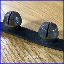 Antique Brass Sleigh Bells Horse Harness Leather Carriage Bells Christmas Farm