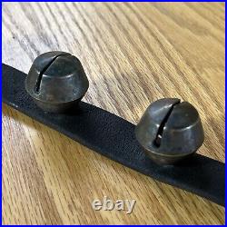 Antique Brass Sleigh Bells Horse Harness Leather Carriage Bells Christmas Farm