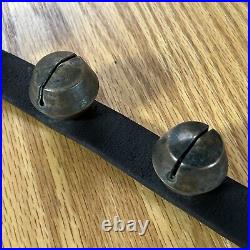 Antique Brass Sleigh Bells Horse Harness Leather Carriage Bells Christmas Farm