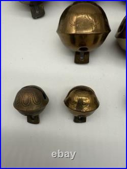 Antique Brass Sleigh Bells Jingle Bells Lot Petal Christmas Lot Of 19