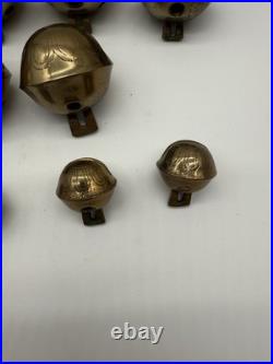 Antique Brass Sleigh Bells Jingle Bells Lot Petal Christmas Lot Of 19