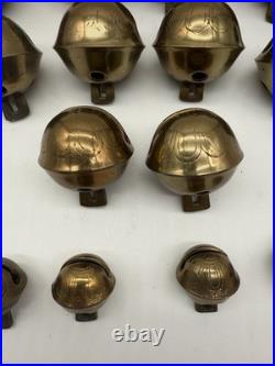 Antique Brass Sleigh Bells Jingle Bells Lot Petal Christmas Lot Of 19