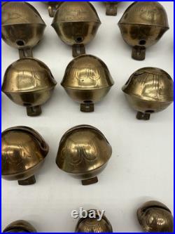 Antique Brass Sleigh Bells Jingle Bells Lot Petal Christmas Lot Of 19