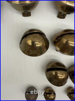 Antique Brass Sleigh Bells Jingle Bells Lot Petal Christmas Lot Of 19