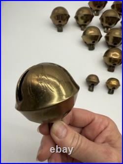 Antique Brass Sleigh Bells Jingle Bells Lot Petal Christmas Lot Of 19