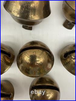 Antique Brass Sleigh Bells Jingle Bells Lot Petal Christmas Lot Of 19