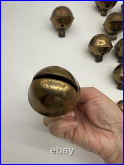 Antique Brass Sleigh Bells Jingle Bells Lot Petal Christmas Lot Of 19