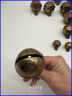 Antique Brass Sleigh Bells Jingle Bells Lot Petal Christmas Lot Of 19