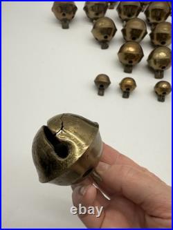 Antique Brass Sleigh Bells Jingle Bells Lot Petal Christmas Lot Of 19