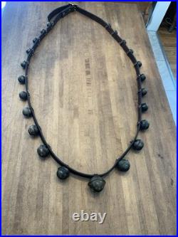 Antique Brass Sleigh Bells Leather Horse -23 Bells