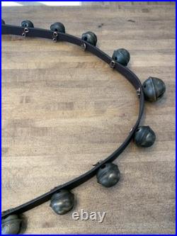Antique Brass Sleigh Bells Leather Horse -23 Bells