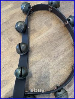 Antique Brass Sleigh Bells Leather Horse -23 Bells