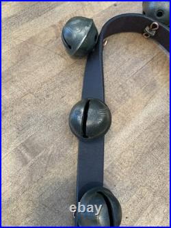 Antique Brass Sleigh Bells Leather Horse -23 Bells