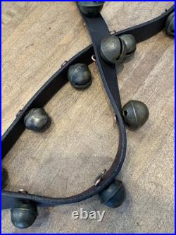 Antique Brass Sleigh Bells Leather Horse -23 Bells