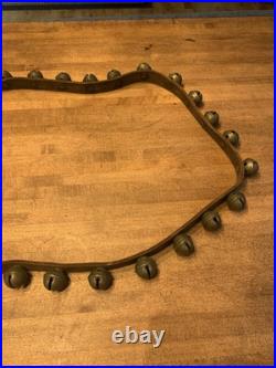 Antique Brass Sleigh Bells Leather Horse -36 Bells Farm