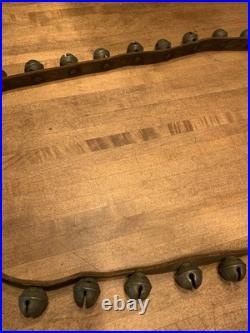 Antique Brass Sleigh Bells Leather Horse -36 Bells Farm
