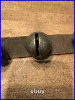 Antique Brass Sleigh Bells Leather Horse -36 Bells Farm