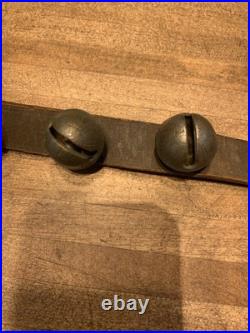 Antique Brass Sleigh Bells Leather Horse -36 Bells Farm