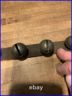 Antique Brass Sleigh Bells Leather Horse -36 Bells Farm
