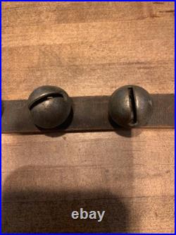 Antique Brass Sleigh Bells Leather Horse -36 Bells Farm