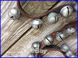 Antique Brass Sleigh Bells Leather Horse Harness 42 Bells 7 FT Length